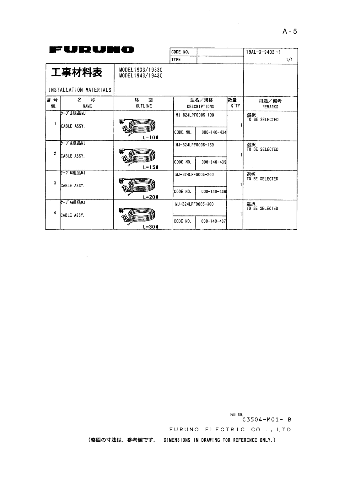 Furuno 1823C, 1933C, 1943C, 1833C, GD-1900C, 1953C manual 