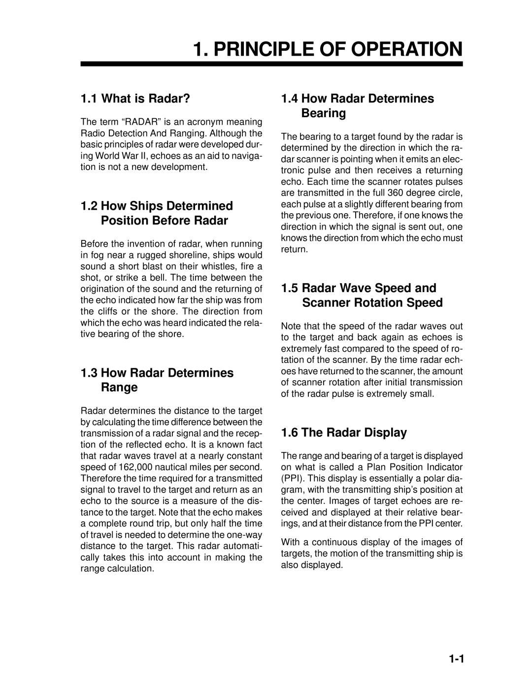 Furuno 1942 MARK-2 manual Principle of Operation, What is Radar?, How Radar Determines Range, How Radar Determines Bearing 