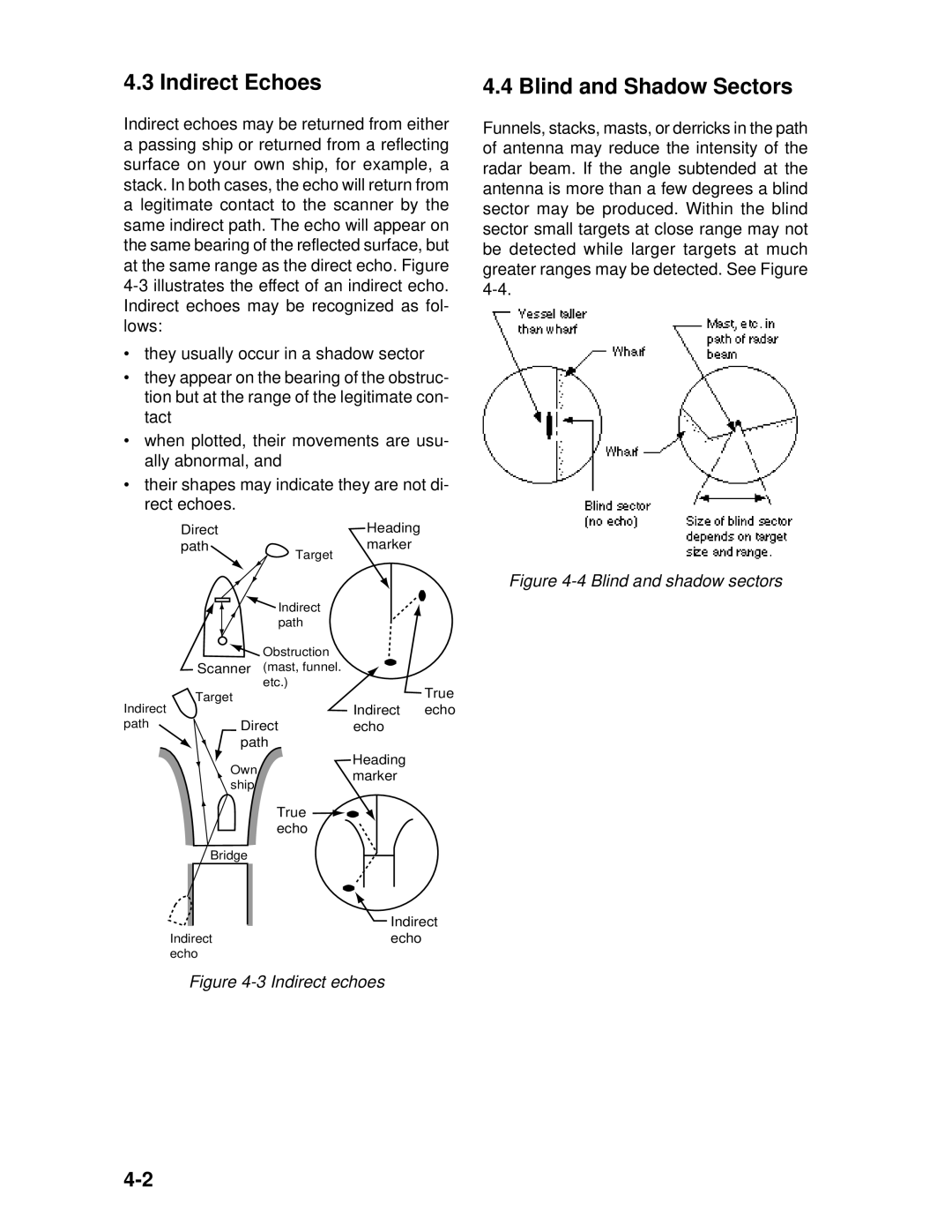 Furuno 1942 MARK-2 manual Indirect Echoes, Blind and Shadow Sectors 