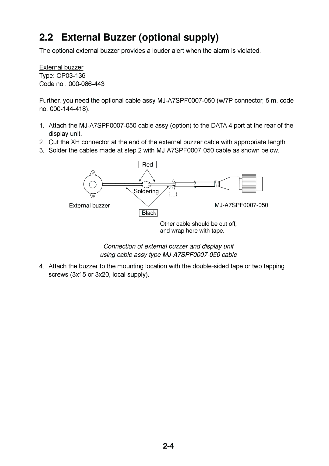 Furuno 1834C, 1954C, 1964C, 1944C, 1934C, 1824C installation manual External Buzzer optional supply 