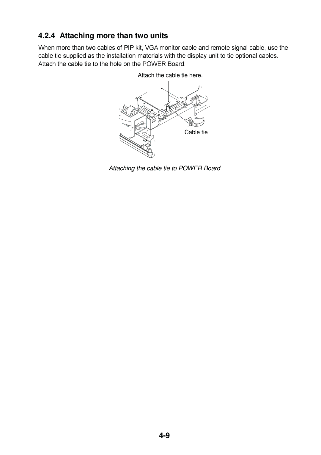 Furuno 1824C, 1954C, 1964C, 1944C, 1934C, 1834C Attaching more than two units, Attaching the cable tie to Power Board 