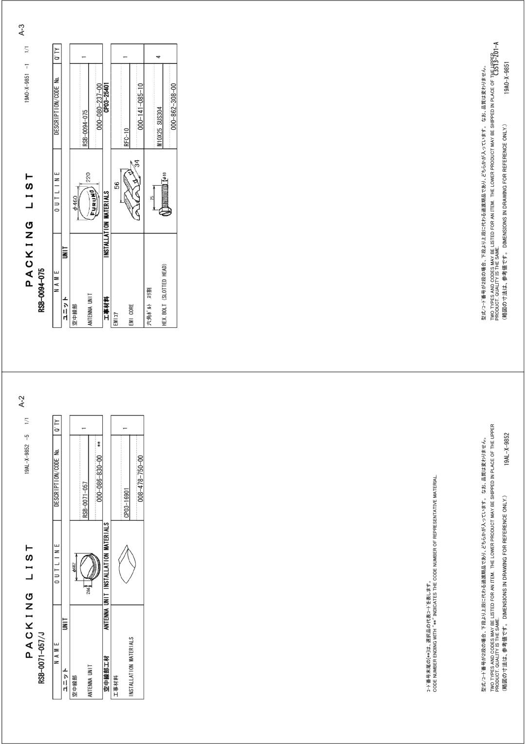 Furuno 1964C, 1954C, 1944C, 1934C, 1834C, 1824C installation manual  