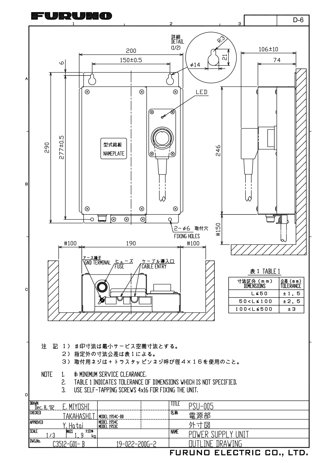 Furuno 1964C, 1954C, 1944C, 1934C, 1834C, 1824C installation manual 