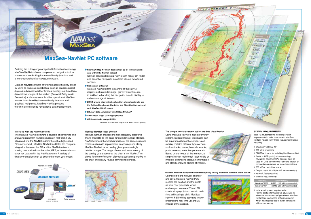 Furuno 1954C specifications MaxSea-NavNet PC software, Interface with the NavNet system, MaxSea-NavNet radar overlay 