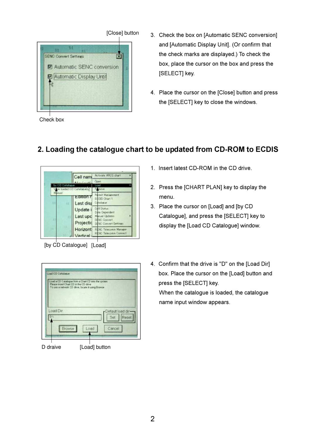 Furuno 2105, 2100 manual Close button Check box 