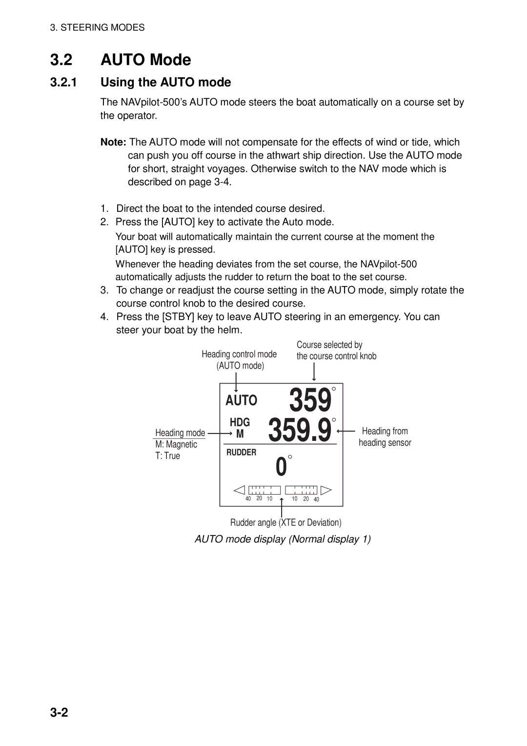 Furuno 500 manual Auto Mode, Using the Auto mode, Auto mode display Normal display 