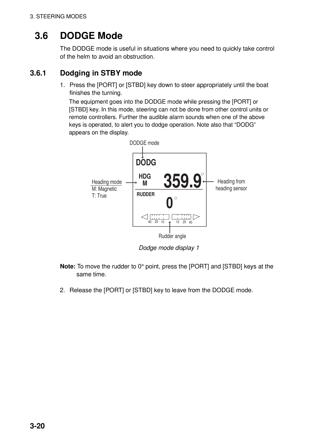 Furuno 500 manual Dodge Mode, Dodging in Stby mode, Dodge mode display 