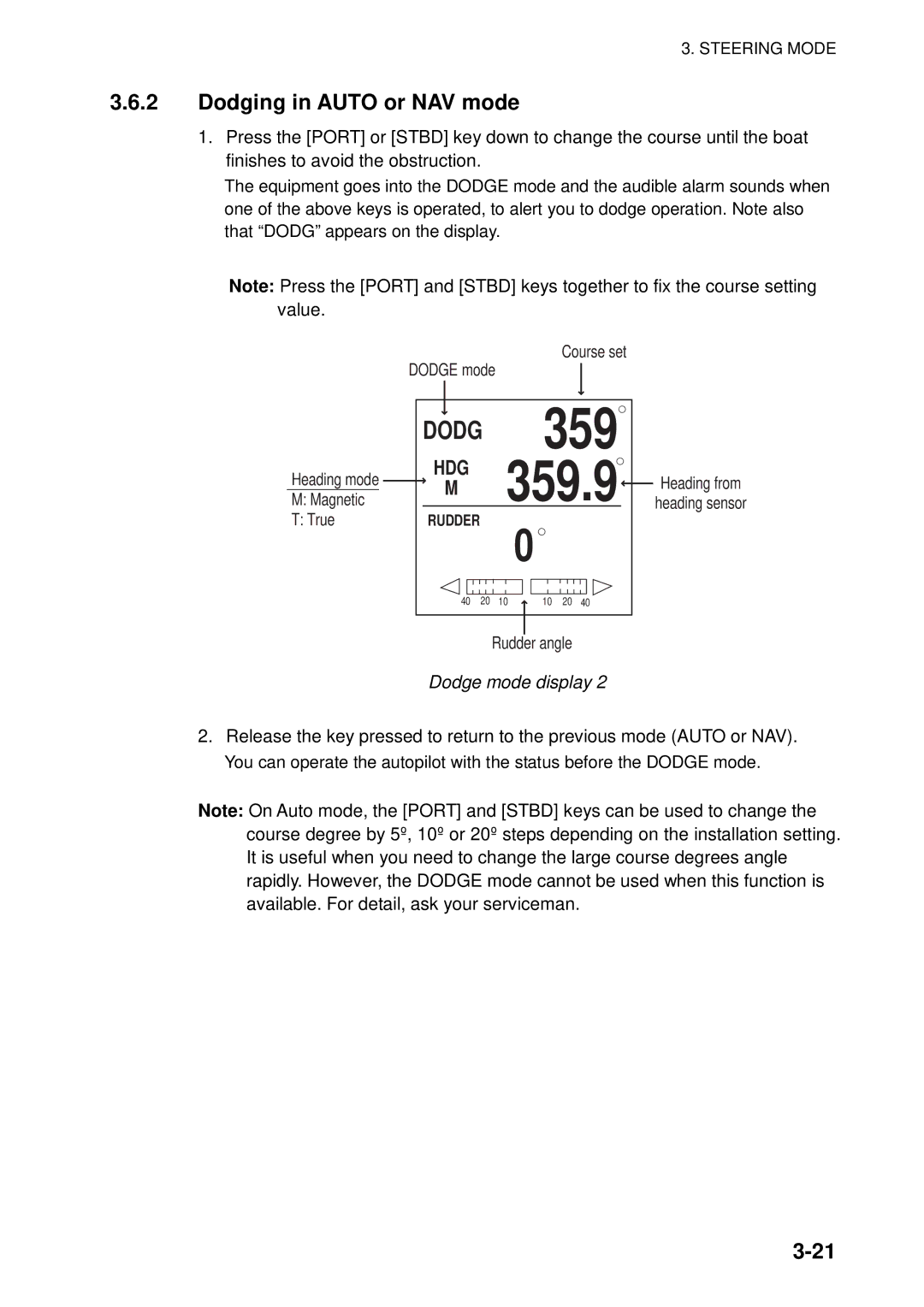 Furuno 500 manual 359, Dodging in Auto or NAV mode 