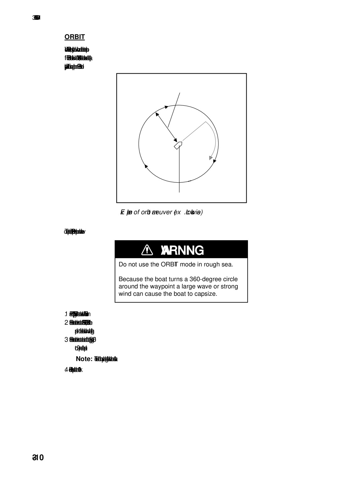 Furuno 611, 511, 520 manual Orbit, Example of orbit maneuver ex. clockwise 