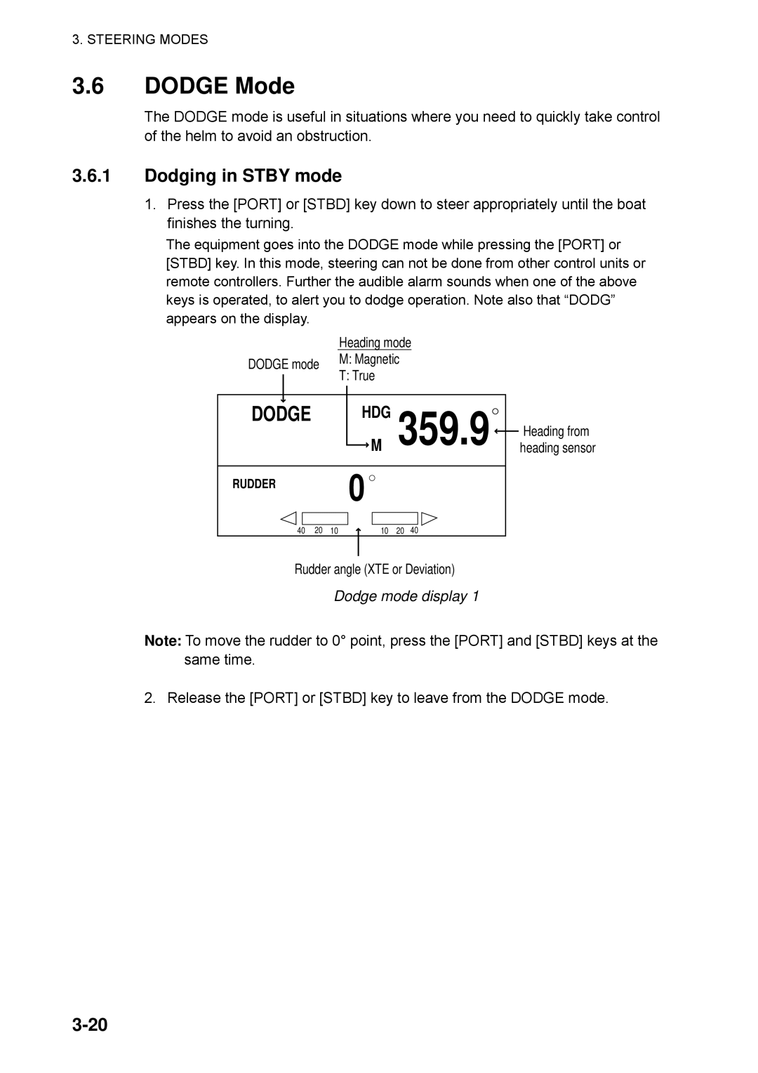 Furuno 511, 520, 611 manual Dodge Mode, Dodging in Stby mode, Dodge mode display 