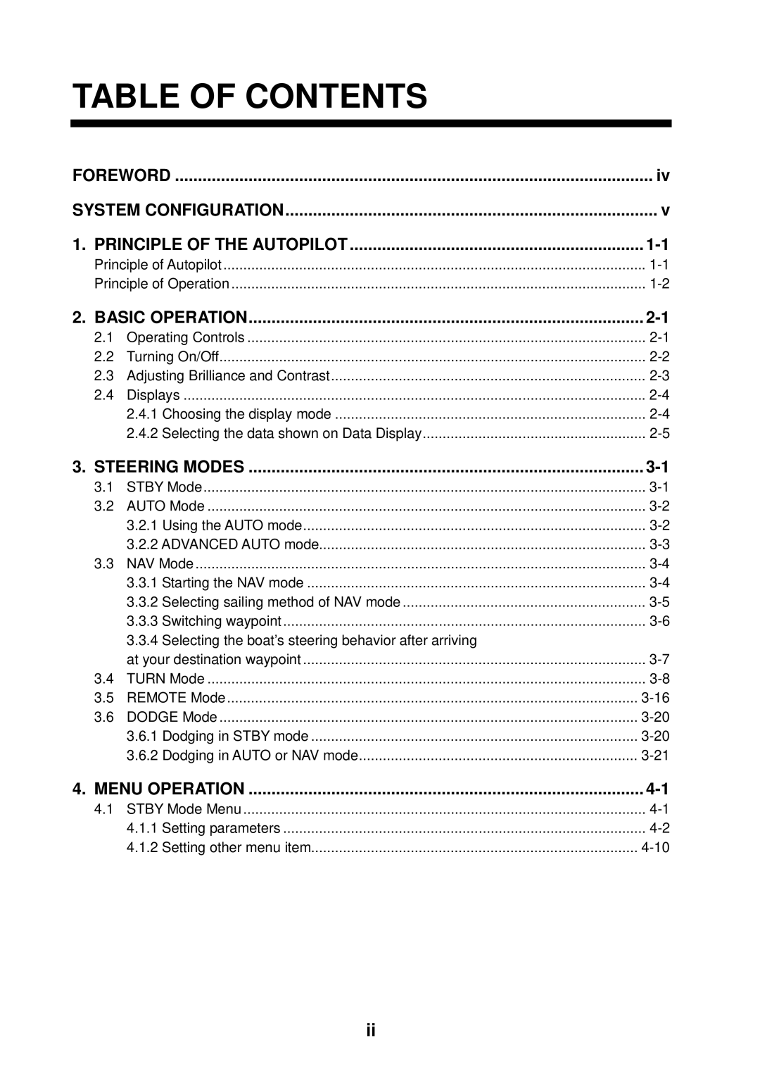 Furuno 520, 511, 611 manual Table of Contents 