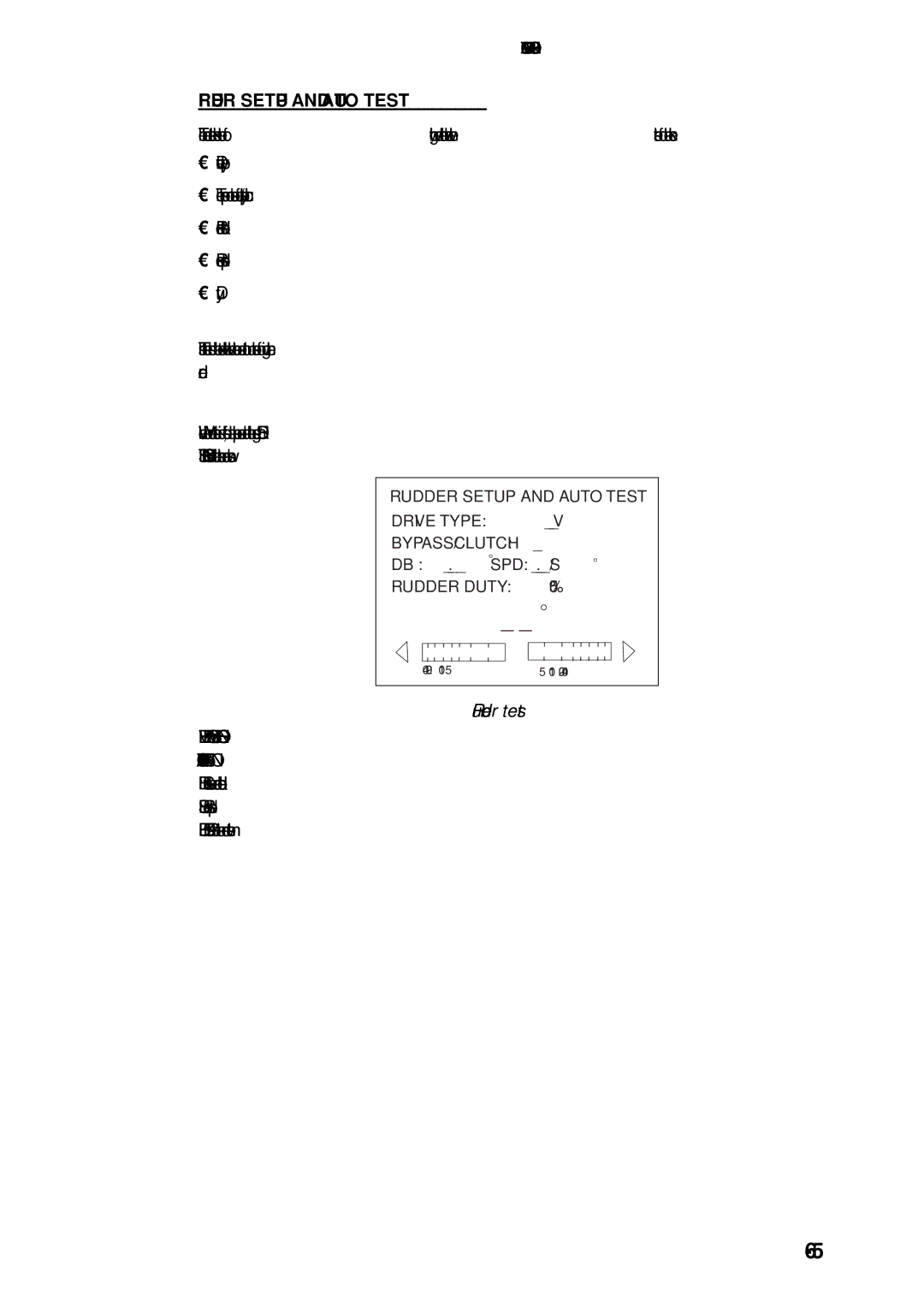 Furuno 611, 511, 520 manual Rudder Setup and Auto Test, Rudder test 