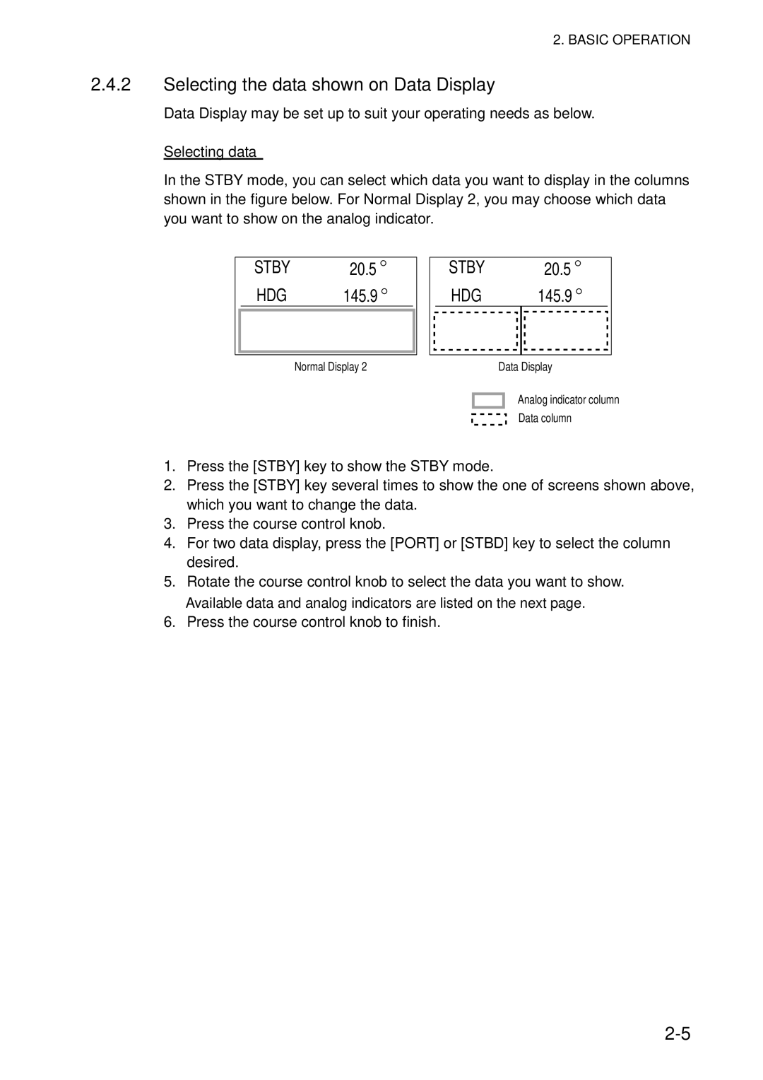 Furuno 520, 511 manual Selecting the data shown on Data Display, Selecting data 