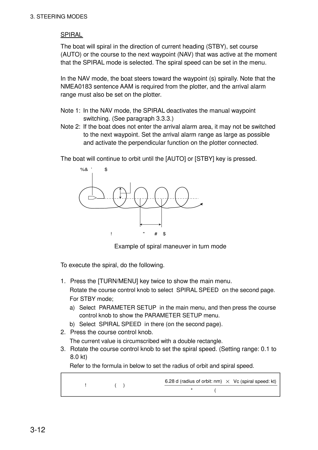 Furuno 511, 520 manual Spiral, Example of spiral maneuver in turn mode 