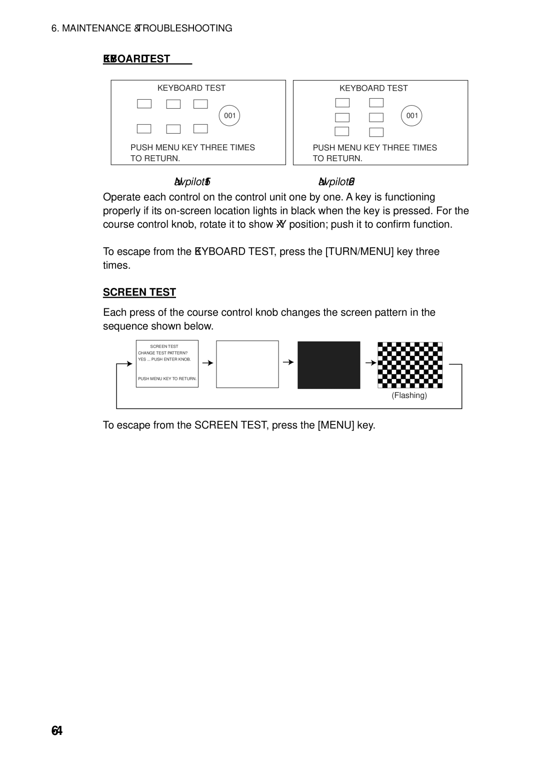 Furuno manual Keyboard Test, Navpilot-511Navpilot-520, Screen Test 