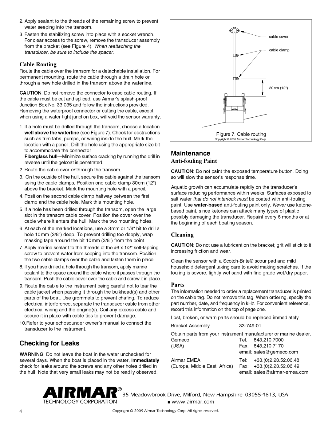 Furuno 525TID-TMD installation instructions Checking for Leaks, Maintenance 