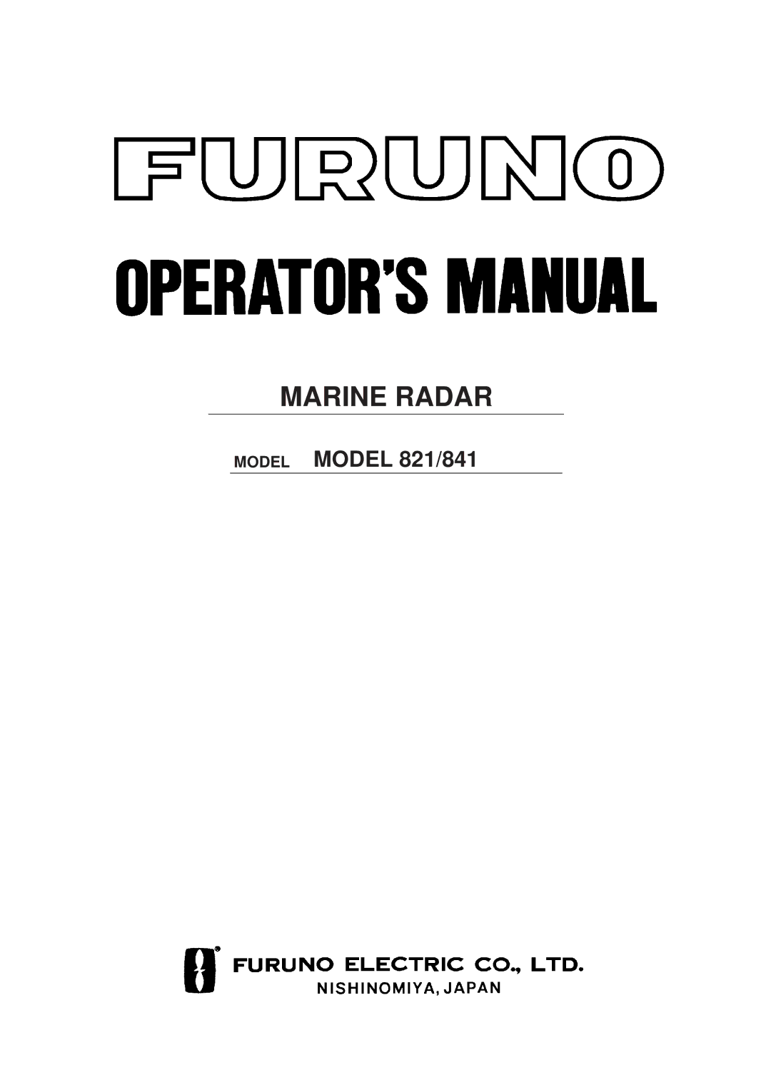 Furuno 821, 841 manual Marine Radar 