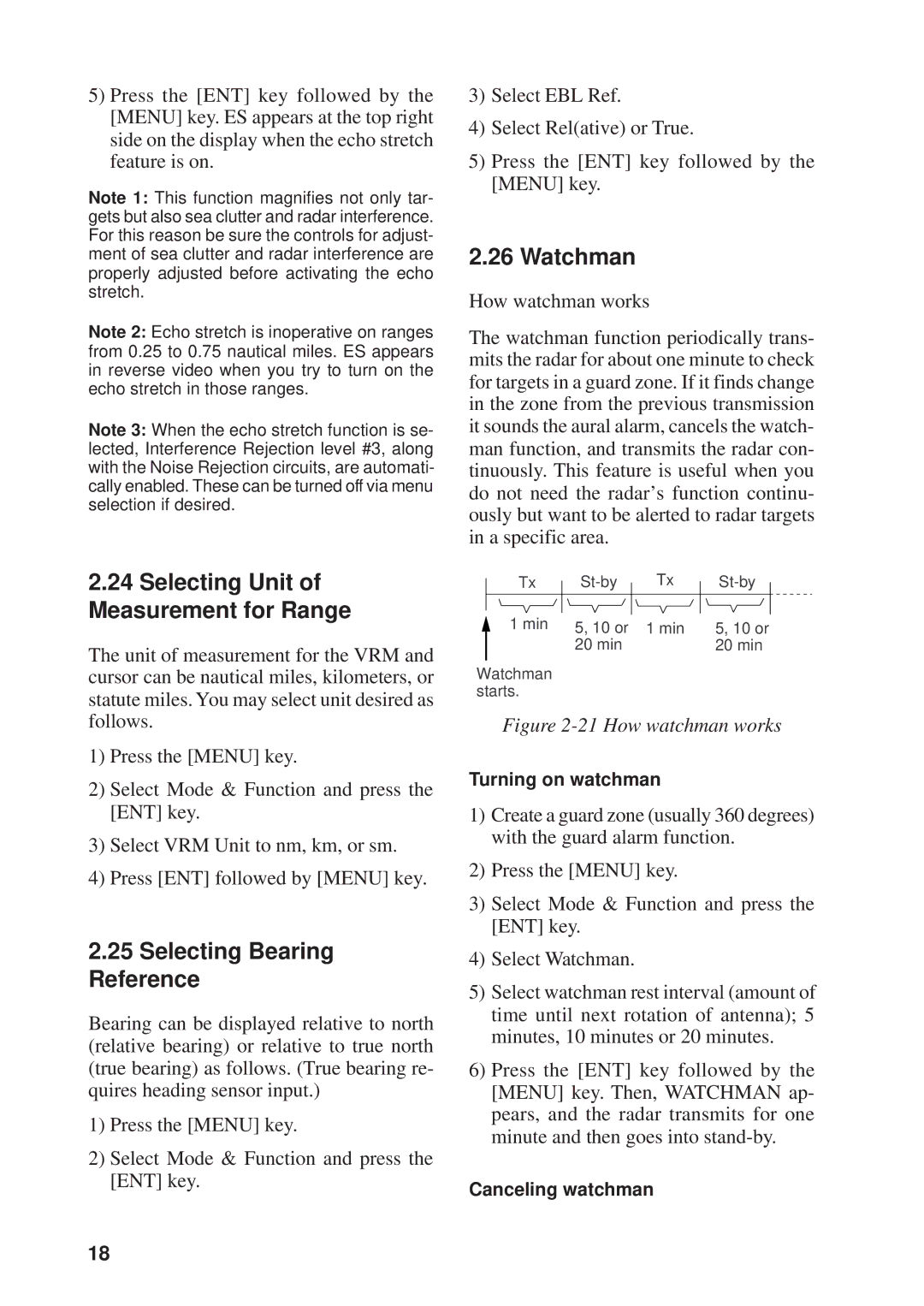 Furuno 821, 841 manual Selecting Unit of Measurement for Range, Selecting Bearing Reference, Watchman 