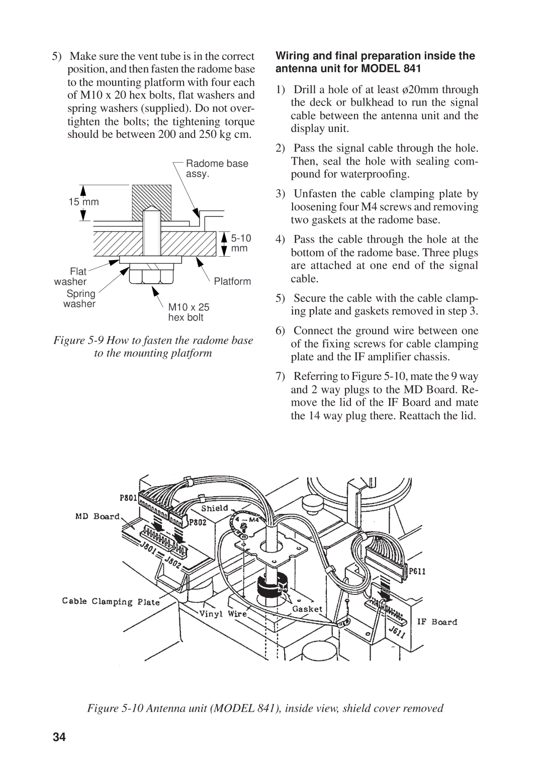 Furuno 821 manual Antenna unit Model 841, inside view, shield cover removed 