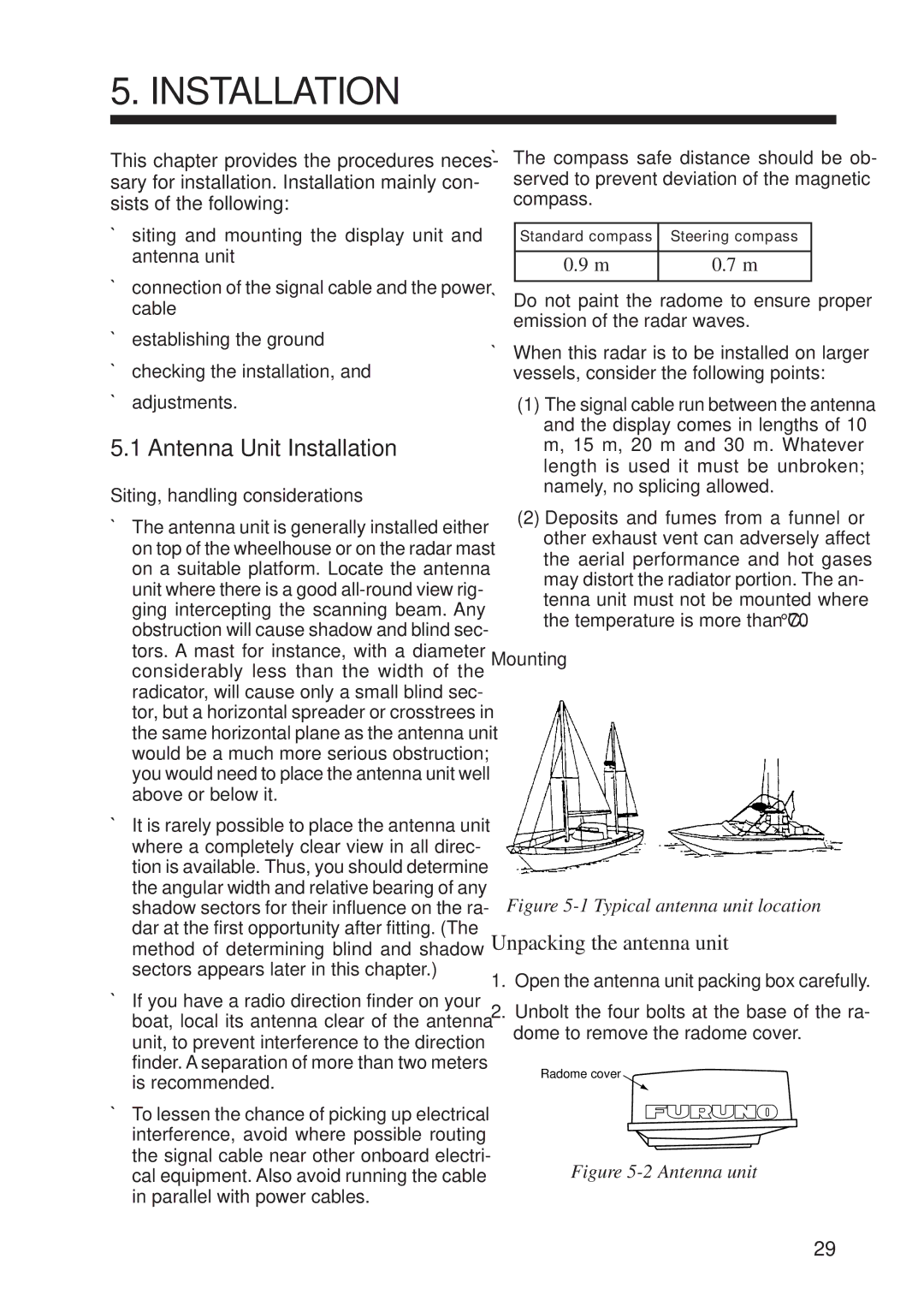 Furuno 841 MARK-2 manual Antenna Unit Installation, Siting, handling considerations, Mounting 