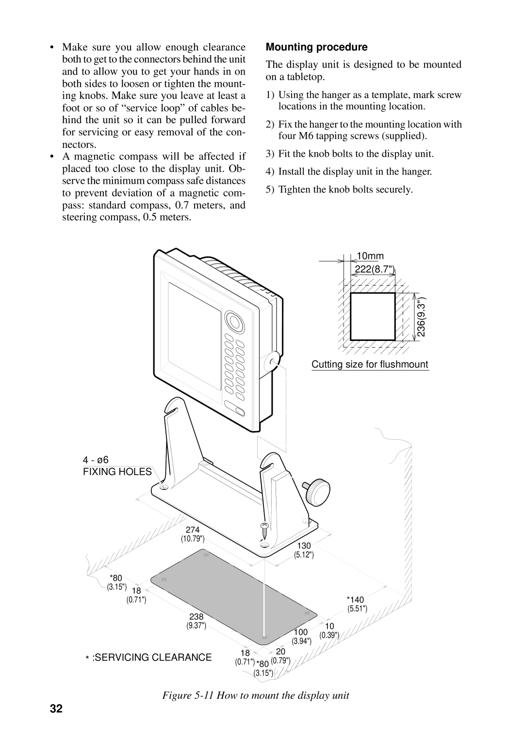 Furuno 841 MARK-2 manual Display unit is designed to be mounted on a tabletop, Mounting procedure 