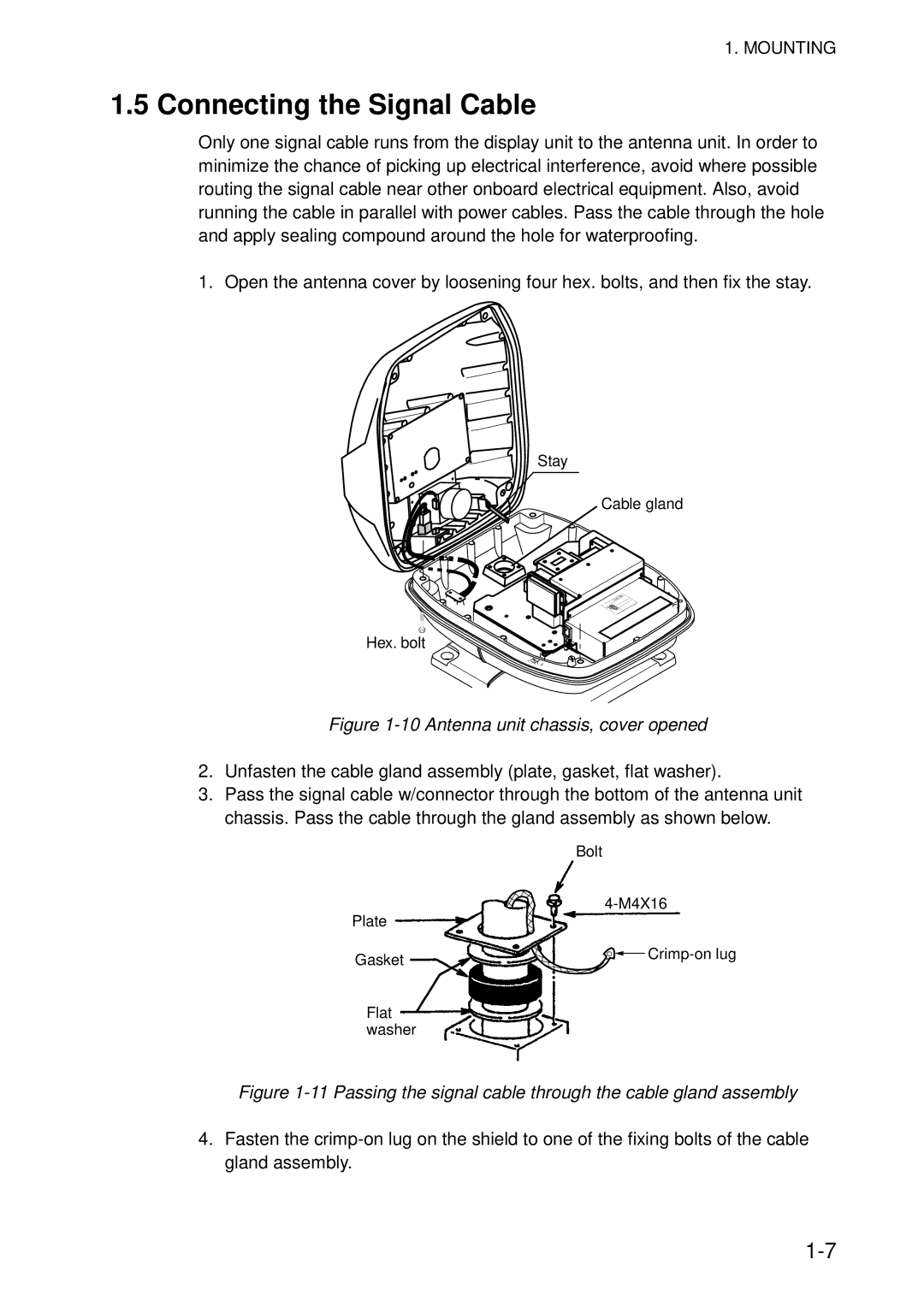 Furuno 851 MARK-2 installation manual Connecting the Signal Cable, Antenna unit chassis, cover opened 