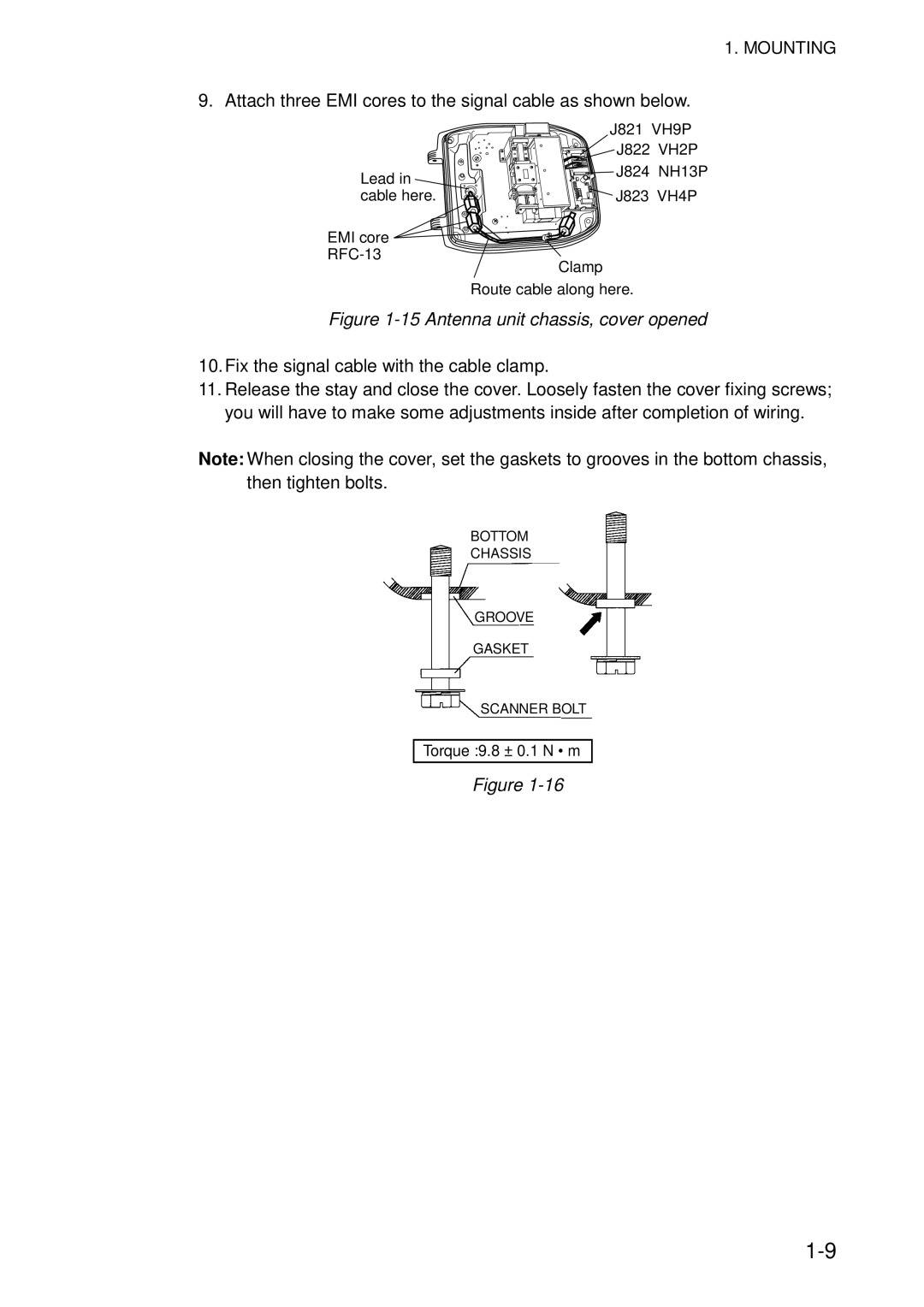 Furuno 851 MARK-2 installation manual Antenna unit chassis, cover opened 