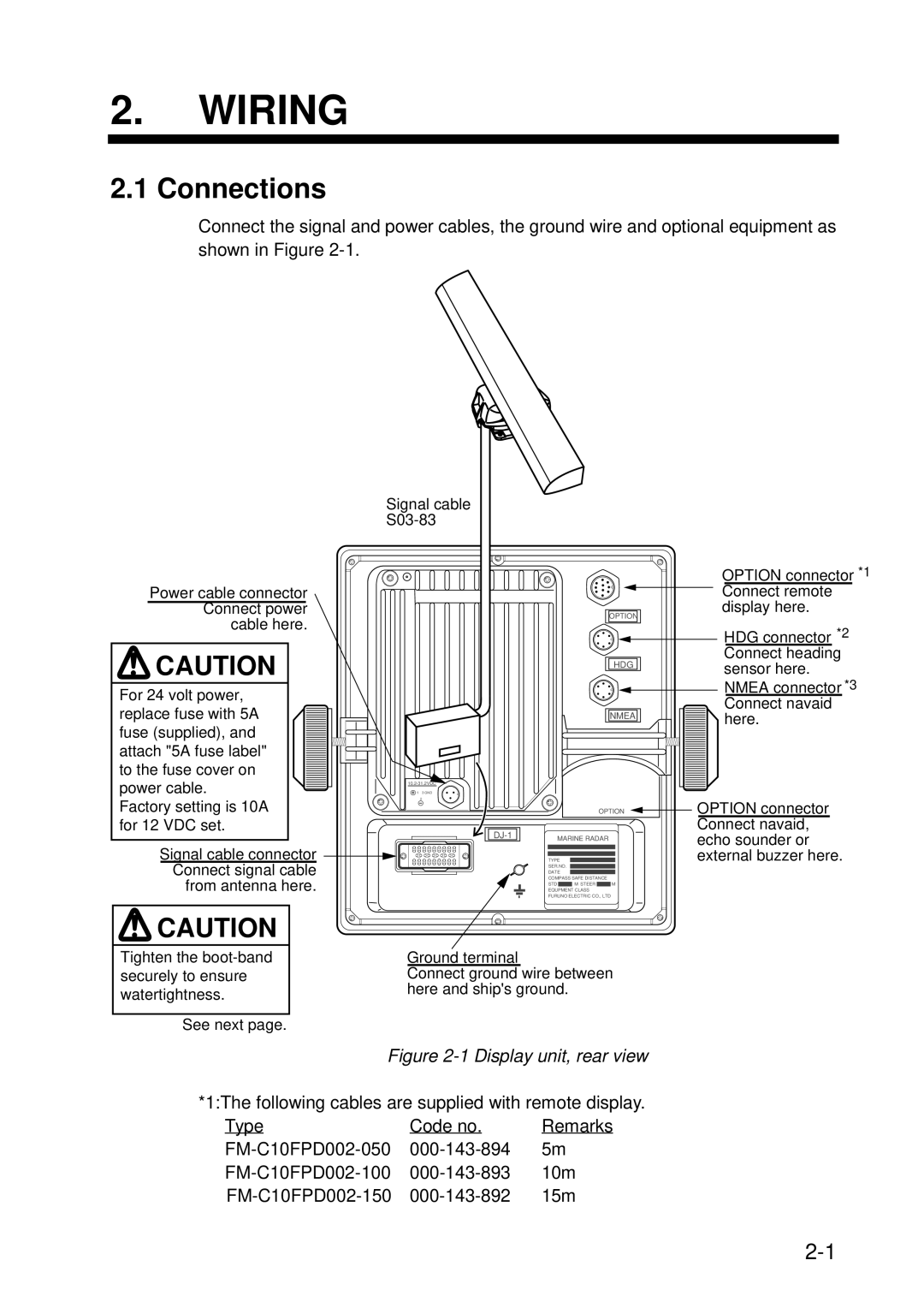 Furuno 851 MARK-2 installation manual Wiring, Connections 