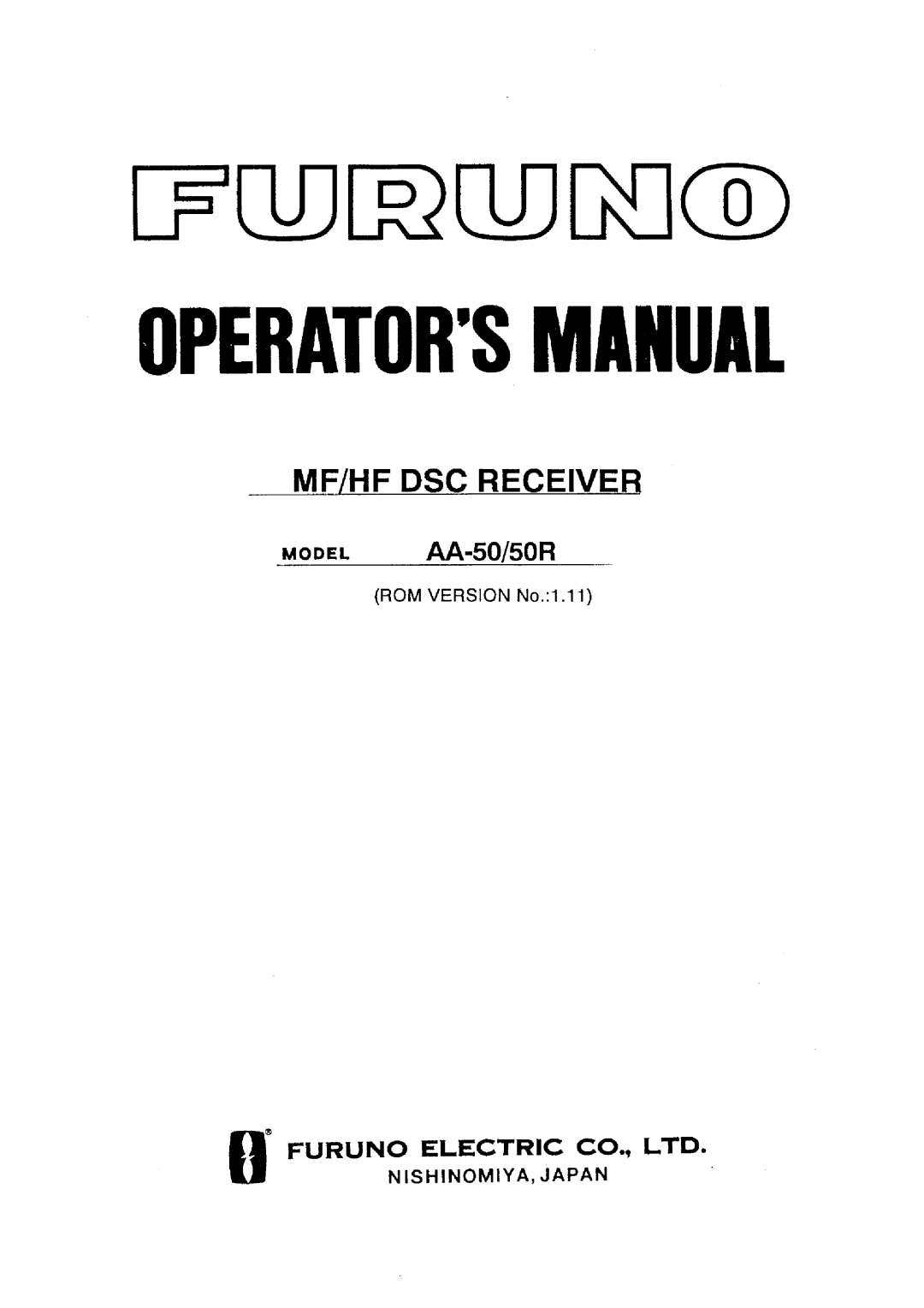Furuno AA50 AA50R MF, AA50 AA50R HF manual 