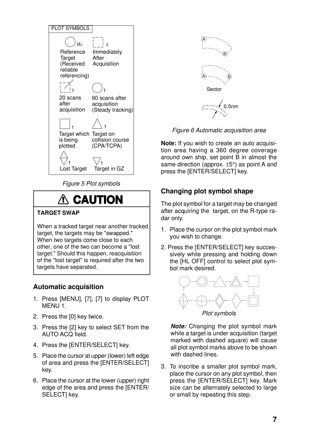 Furuno ARP-17 manual Changing plot symbol shape, Automatic acquisition 