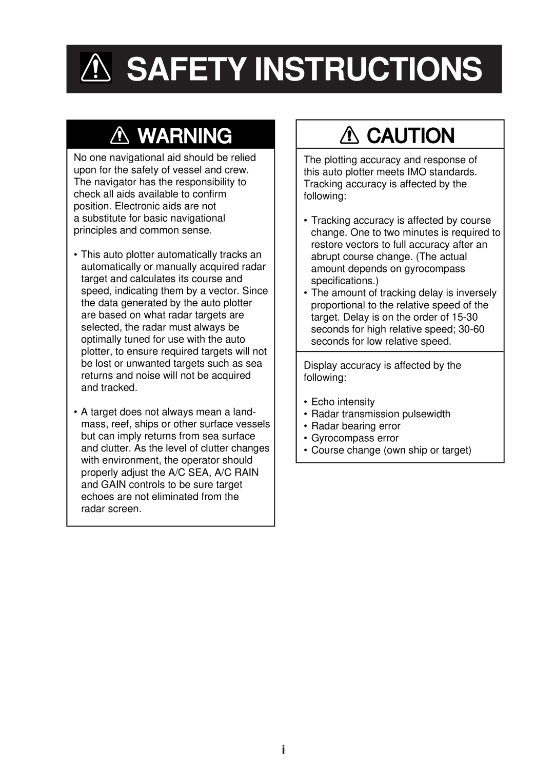 Furuno ARP-17 manual Safety Instructions 