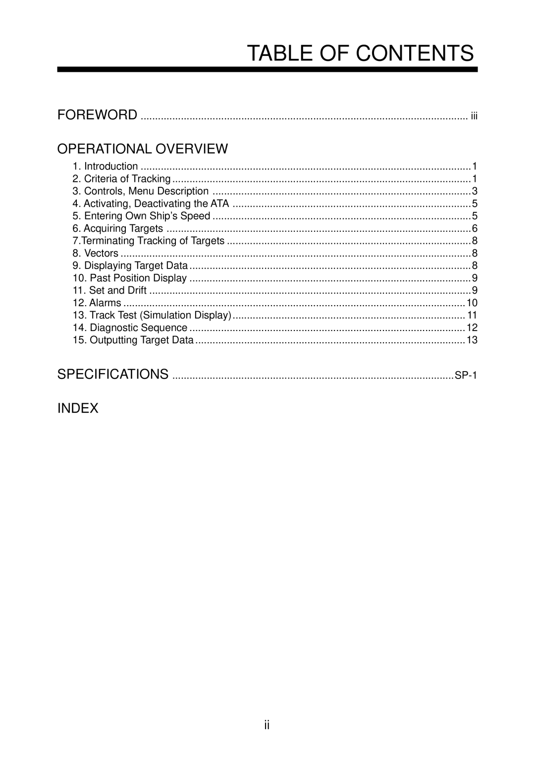 Furuno ARP-17 manual Table of Contents 