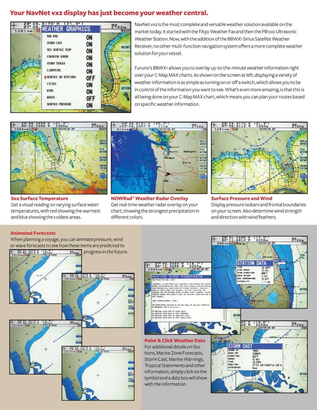 Furuno BBWX1 manual Animated Forecasts, Progress in the future 