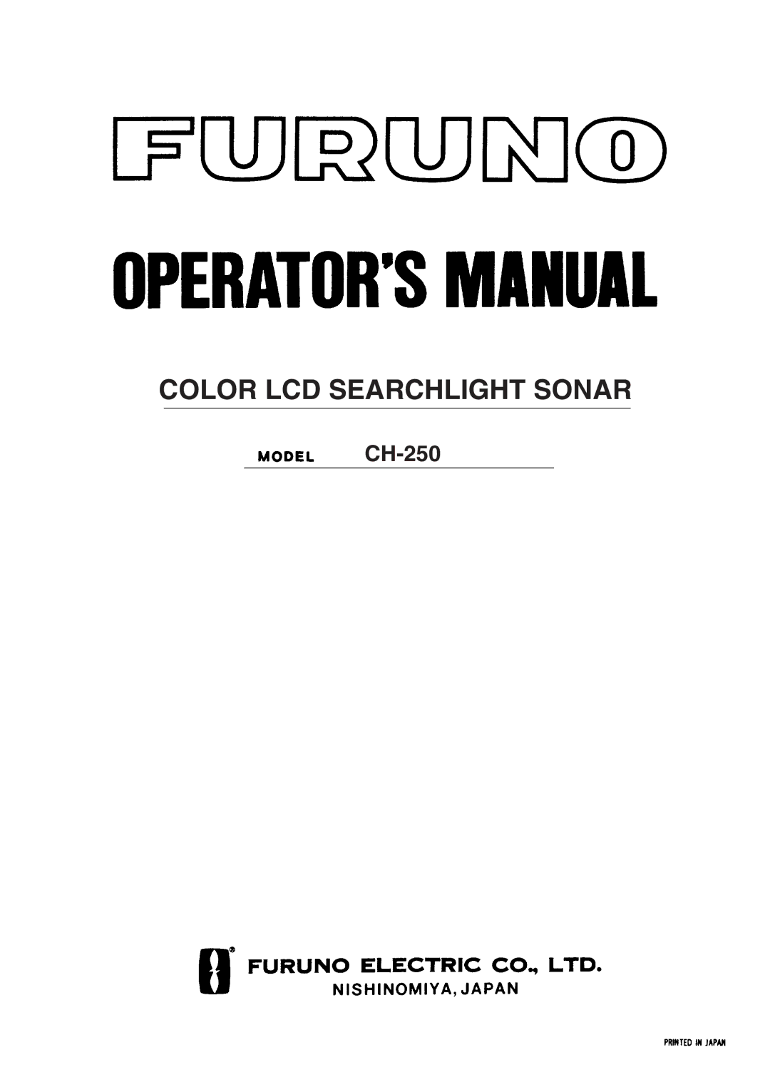 Furuno CH-250 manual Color LCD Searchlight Sonar 