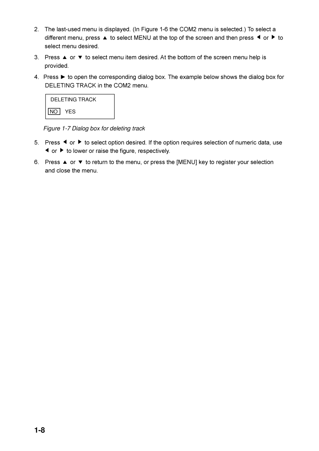 Furuno CH-250 manual Dialog box for deleting track 