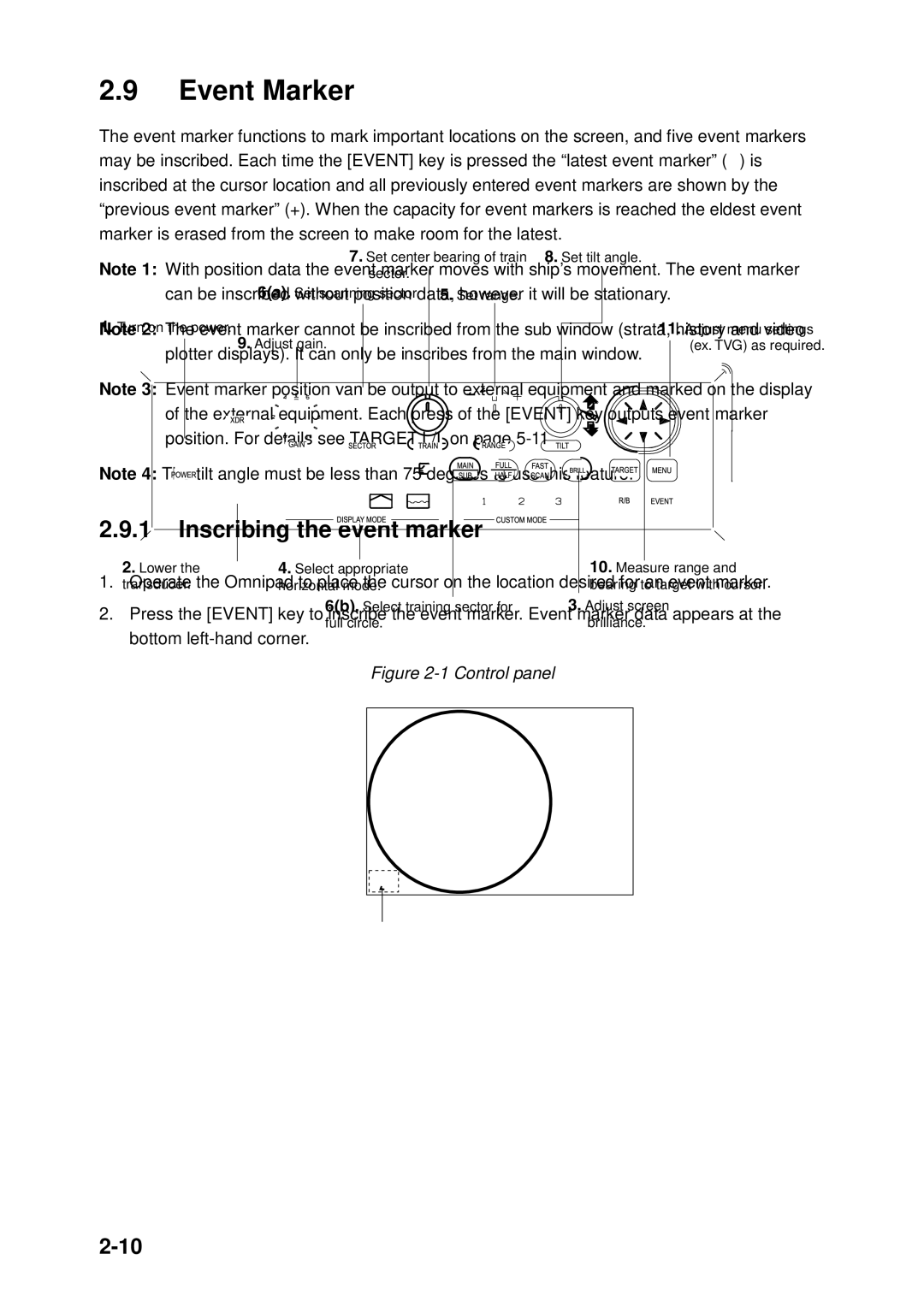 Furuno CH-250 manual Event Marker, Inscribing the event marker 