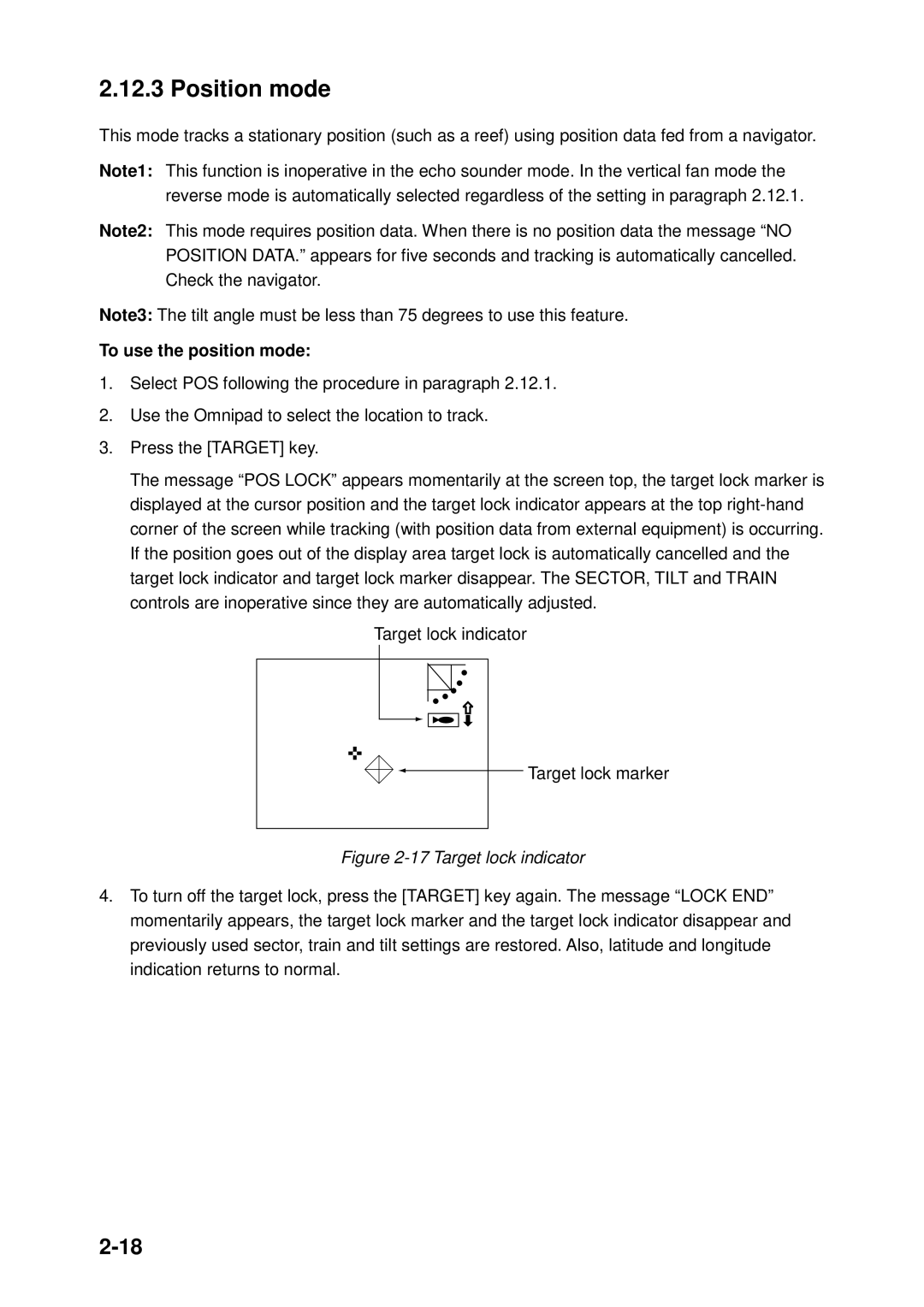 Furuno CH-250 manual Position mode, To use the position mode 