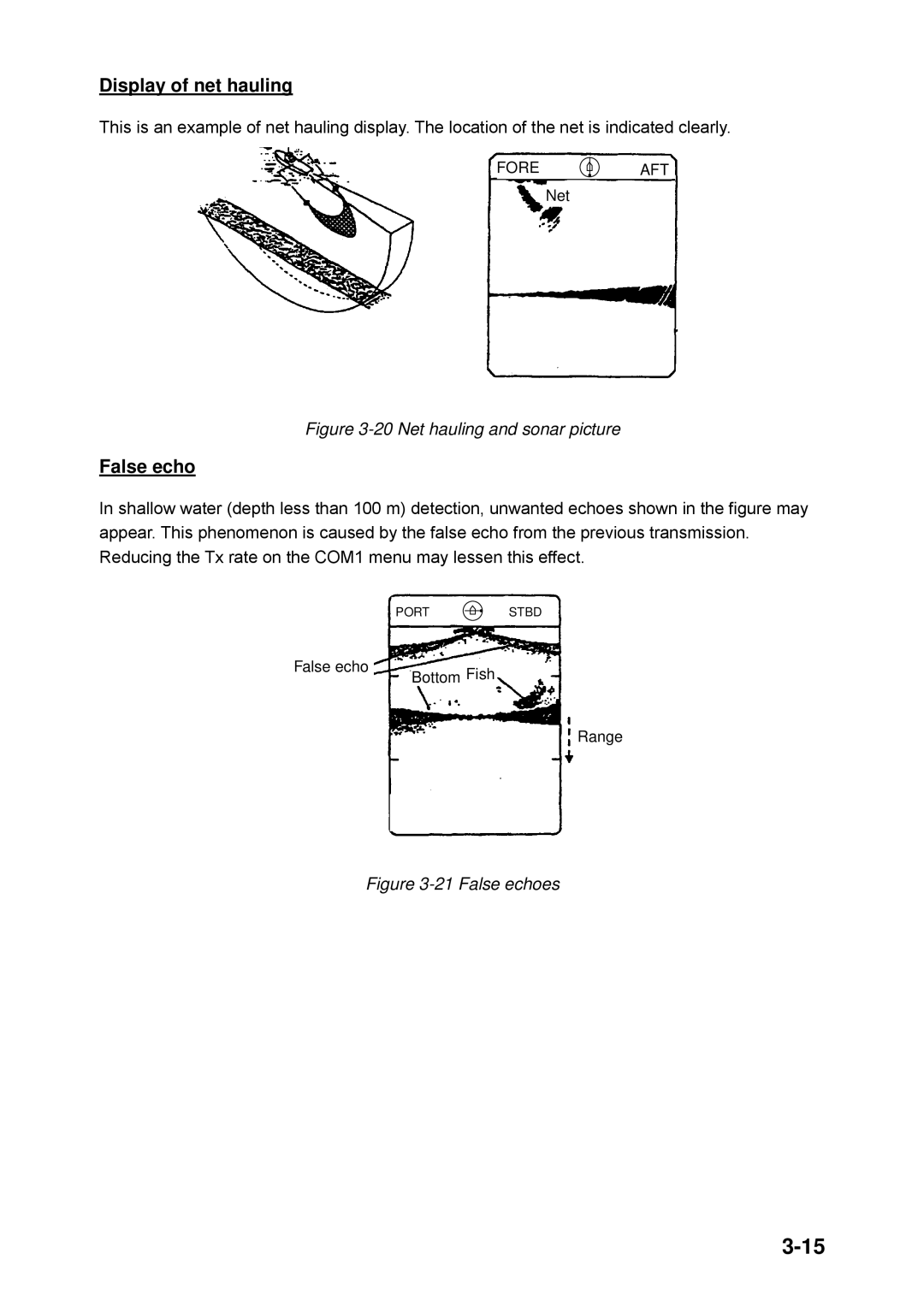 Furuno CH-250 manual Display of net hauling, False echo 