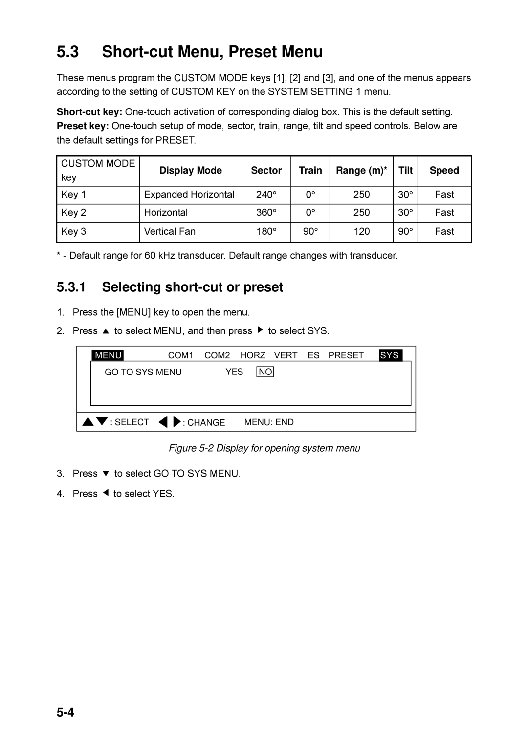 Furuno CH-250 manual Short-cut Menu, Preset Menu, Selecting short-cut or preset 