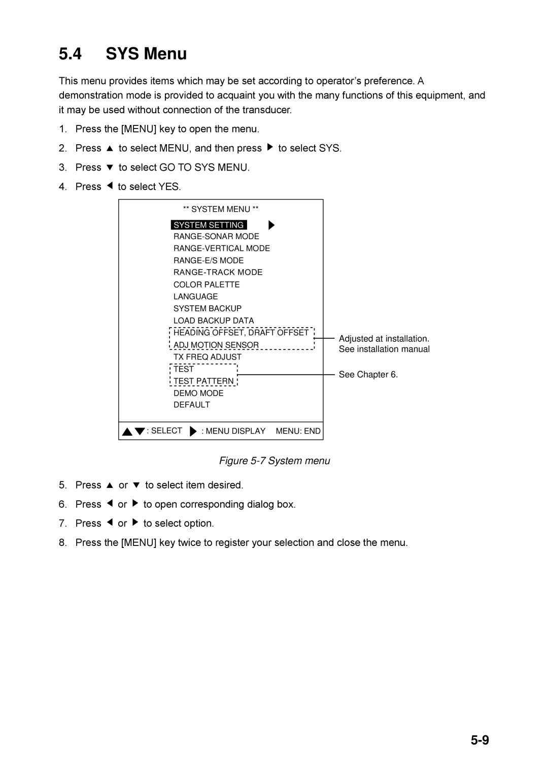 Furuno CH-250 manual SYS Menu, System Setting 