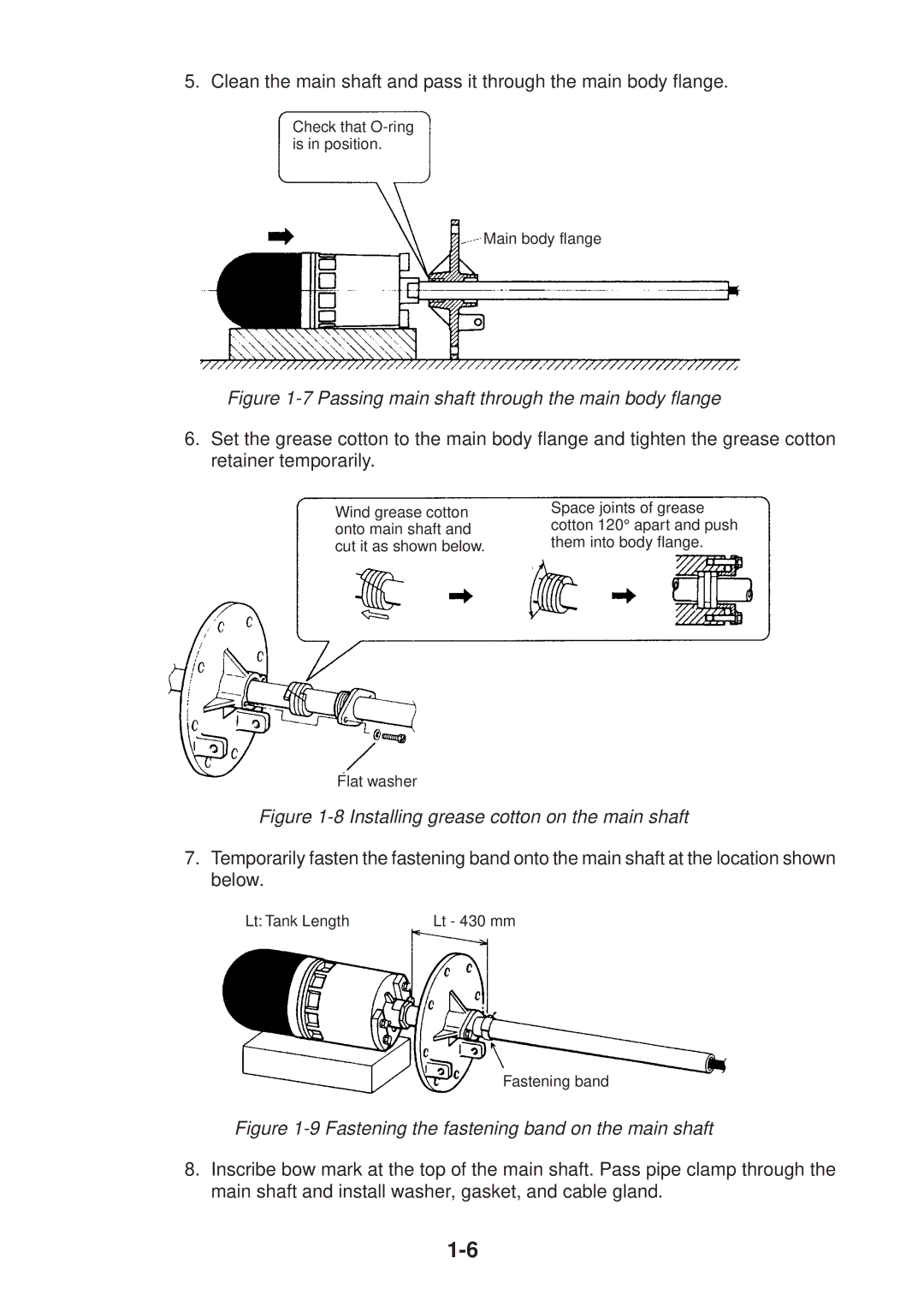 Furuno CH-37 manual Passing main shaft through the main body flange 