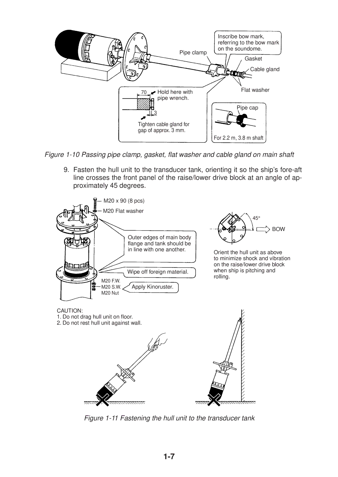 Furuno CH-37 manual Fastening the hull unit to the transducer tank 