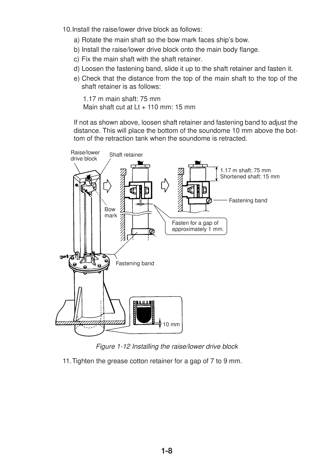 Furuno CH-37 manual Installing the raise/lower drive block 