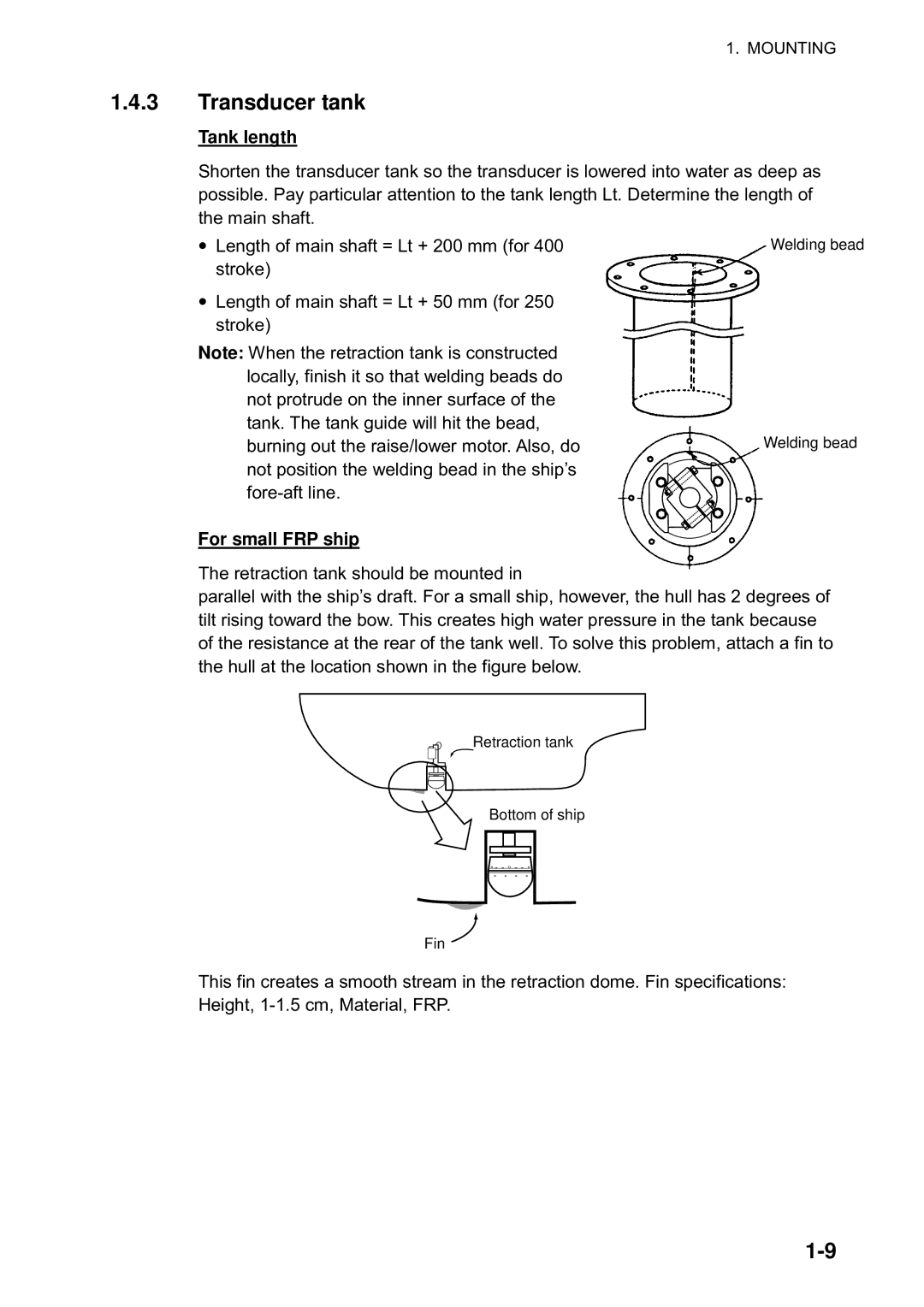 Furuno CH300 manual Transducer tank 