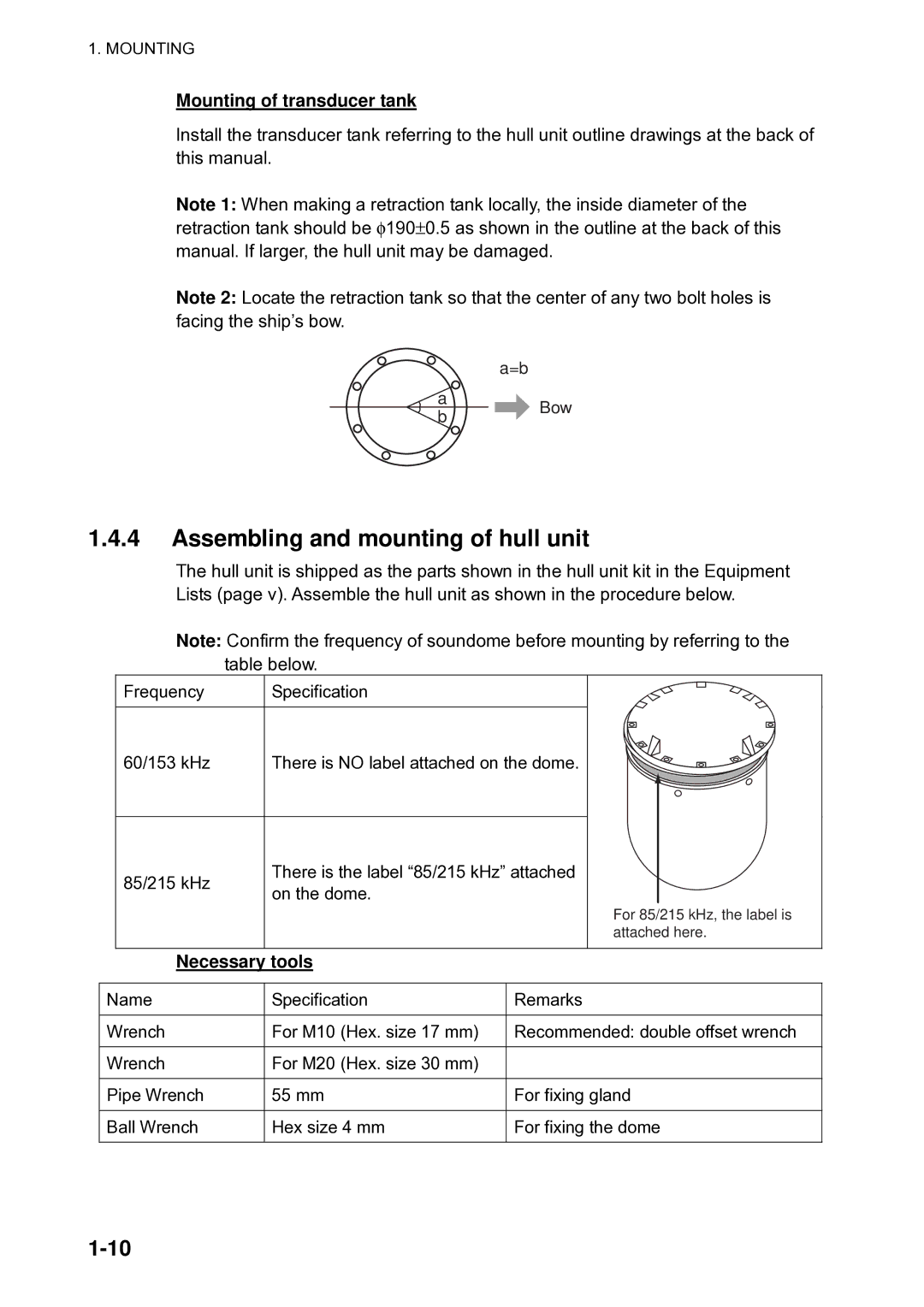 Furuno CH300 manual Assembling and mounting of hull unit 