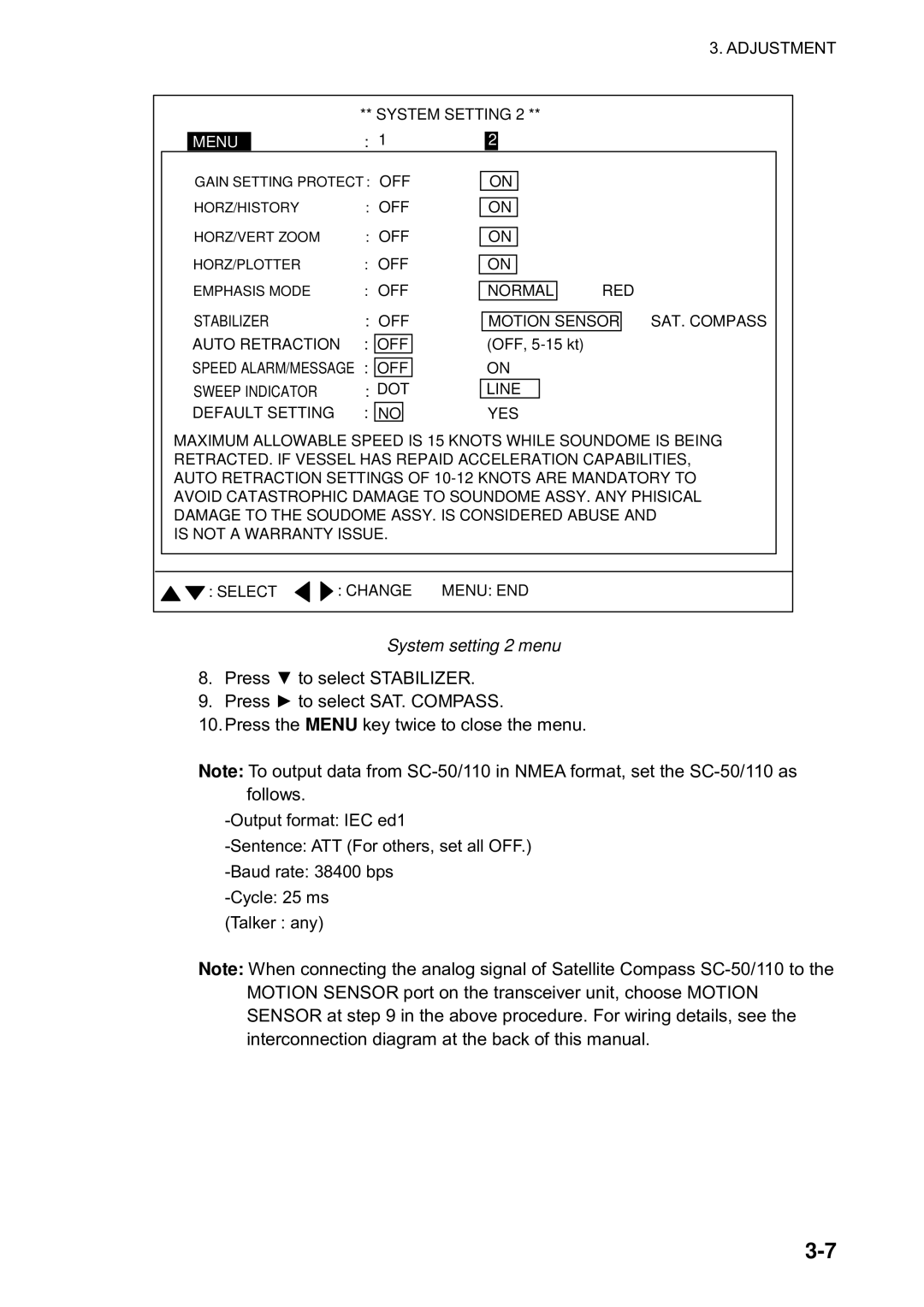 Furuno CH300 manual System setting 2 menu 