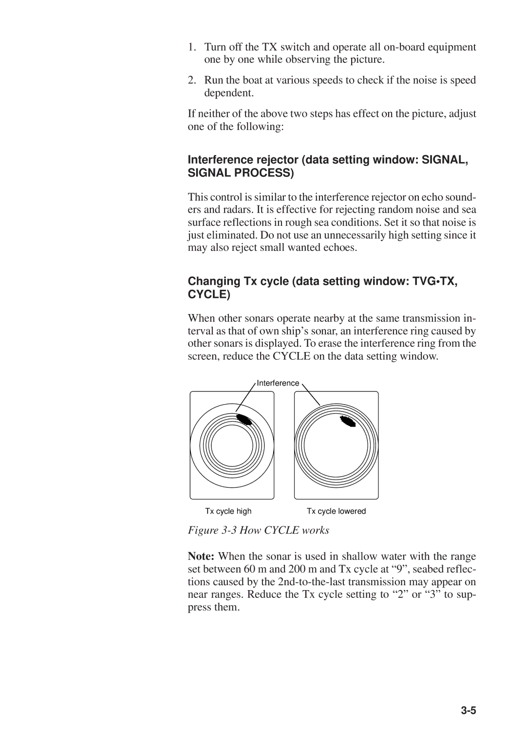 Furuno CSH-23F/24F manual Changing Tx cycle data setting window Tvgtx, Cycle 