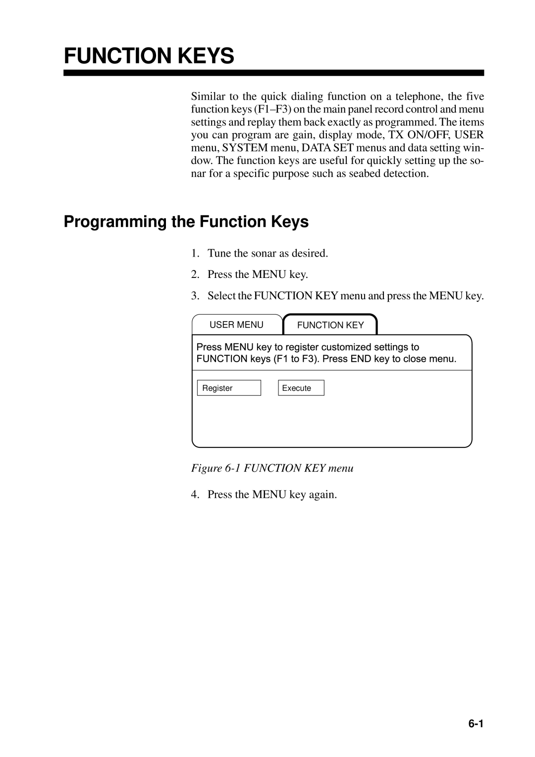 Furuno CSH-23F/24F manual Programming the Function Keys 