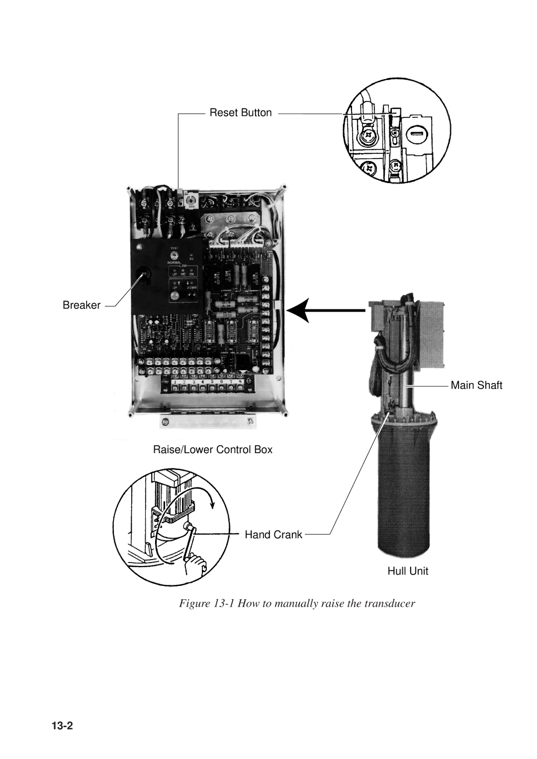 Furuno CSH-23F/24F How to manually raise the transducer 