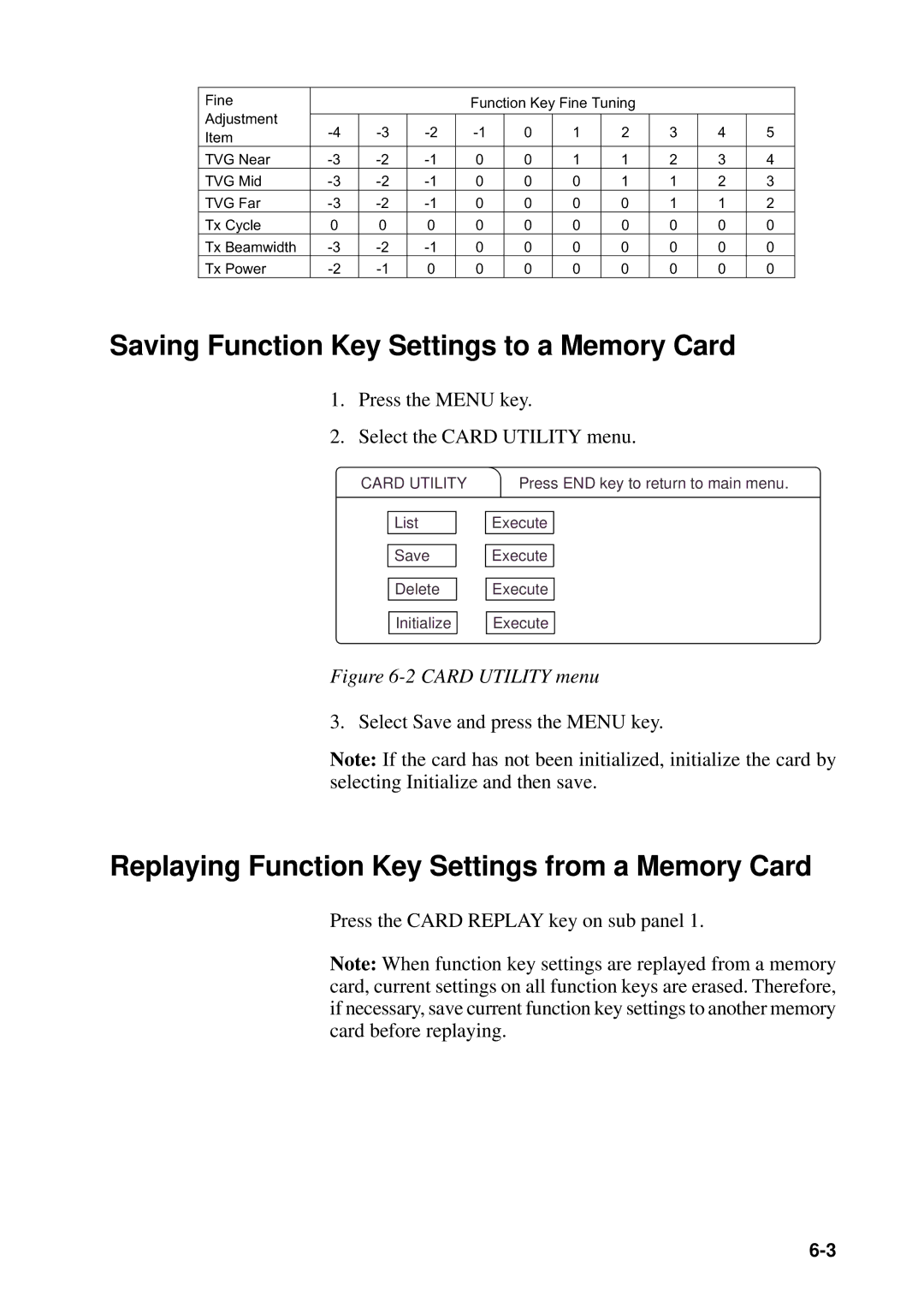 Furuno CSH-53 manual Saving Function Key Settings to a Memory Card, Replaying Function Key Settings from a Memory Card 